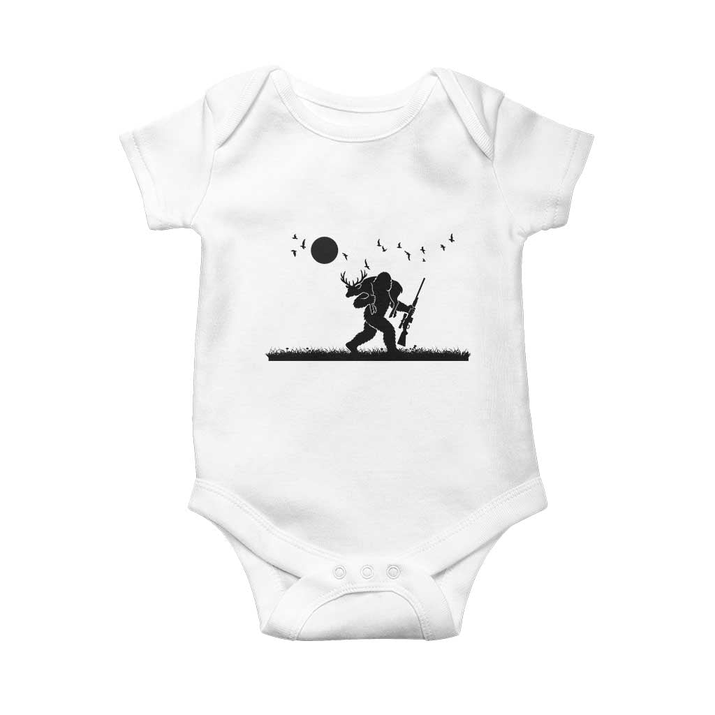 Bigfoot Hunting With Rifle Baby Onesie Funny Outdoor Hunter Gift TS12 White Print Your Wear