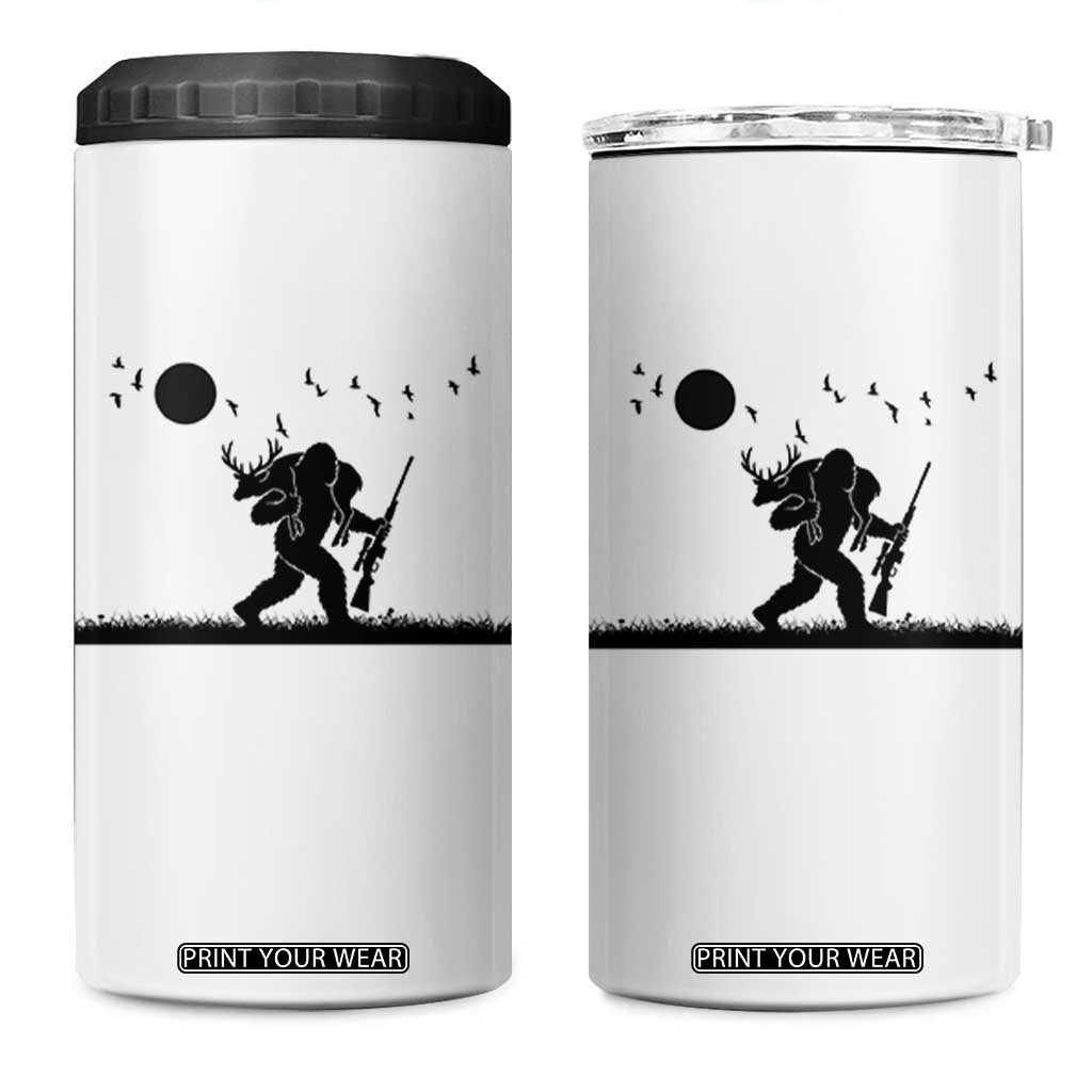 Bigfoot Hunting With Rifle 4 in 1 Can Cooler Tumbler Funny Outdoor Hunter Gift TS12 One Size: 16 oz White Print Your Wear