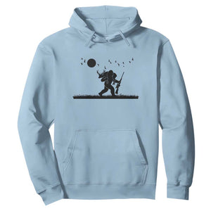Bigfoot Hunting With Rifle Hoodie Funny Outdoor Hunter Gift TS12 Light Blue Print Your Wear