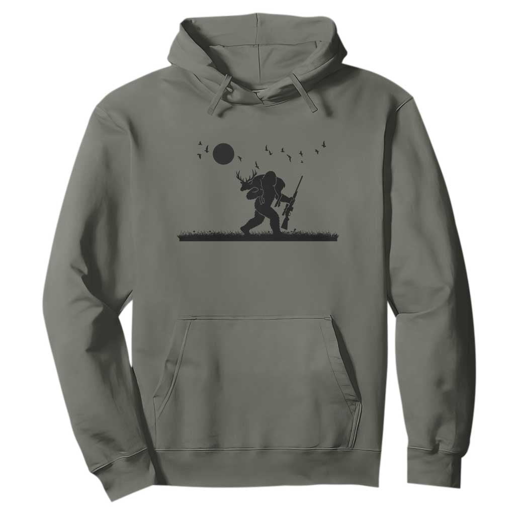 Bigfoot Hunting With Rifle Hoodie Funny Outdoor Hunter Gift TS12 Military Green Print Your Wear