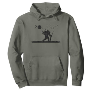 Bigfoot Hunting With Rifle Hoodie Funny Outdoor Hunter Gift TS12 Military Green Print Your Wear