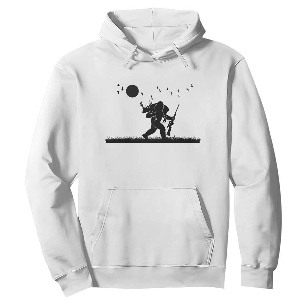 Bigfoot Hunting With Rifle Hoodie Funny Outdoor Hunter Gift TS12 White Print Your Wear