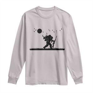 Bigfoot Hunting With Rifle Long Sleeve Shirt Funny Outdoor Hunter Gift TS12 Ice Gray Print Your Wear