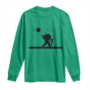Bigfoot Hunting With Rifle Long Sleeve Shirt Funny Outdoor Hunter Gift TS12 Irish Green Print Your Wear