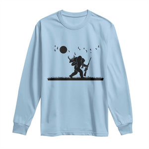 Bigfoot Hunting With Rifle Long Sleeve Shirt Funny Outdoor Hunter Gift TS12 Light Blue Print Your Wear