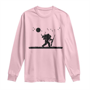 Bigfoot Hunting With Rifle Long Sleeve Shirt Funny Outdoor Hunter Gift TS12 Light Pink Print Your Wear