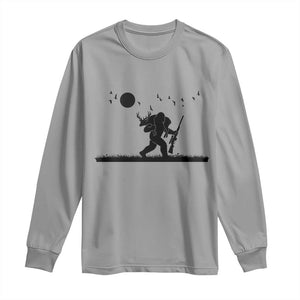 Bigfoot Hunting With Rifle Long Sleeve Shirt Funny Outdoor Hunter Gift TS12 Sport Gray Print Your Wear
