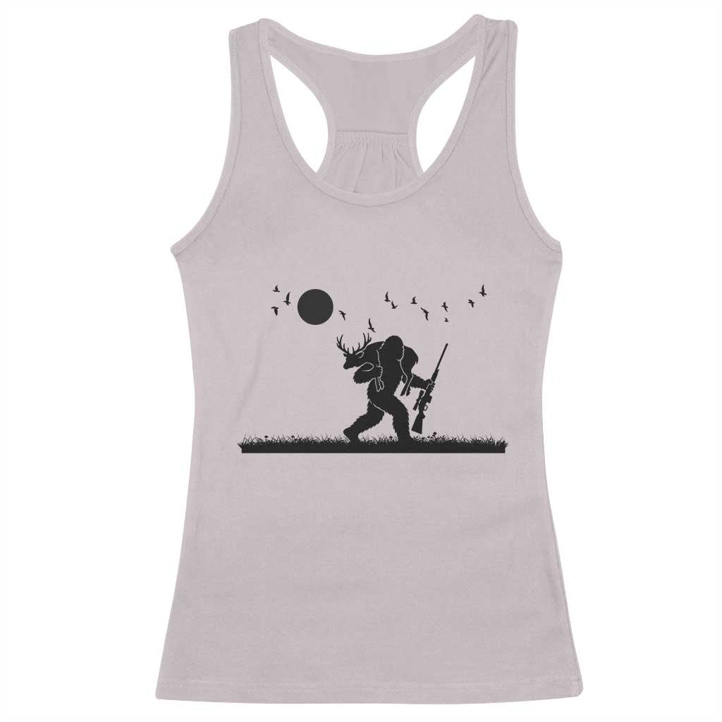 Bigfoot Hunting With Rifle Racerback Tank Top Funny Outdoor Hunter Gift TS12 Ice Gray Print Your Wear