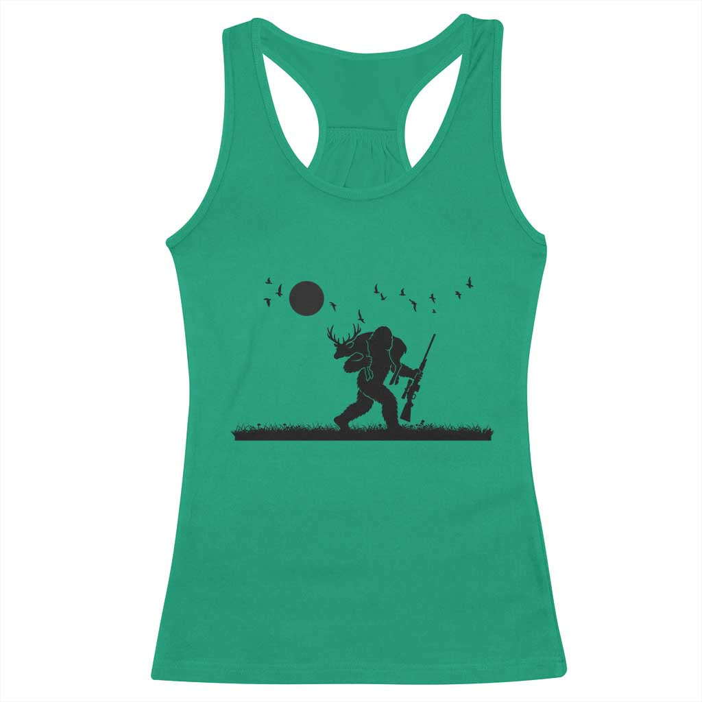 Bigfoot Hunting With Rifle Racerback Tank Top Funny Outdoor Hunter Gift TS12 Irish Green Print Your Wear