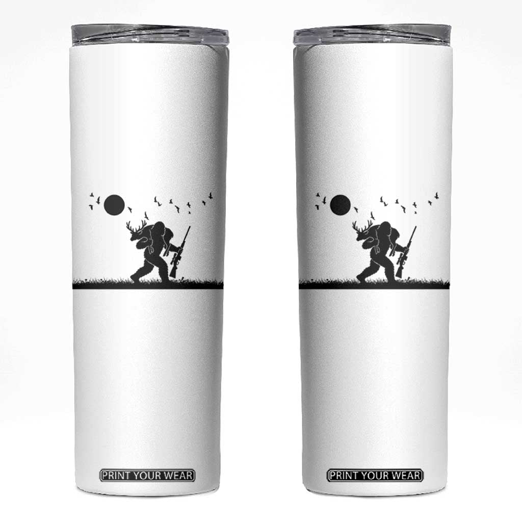 Bigfoot Hunting With Rifle Skinny Tumbler Funny Outdoor Hunter Gift TS12 White Print Your Wear