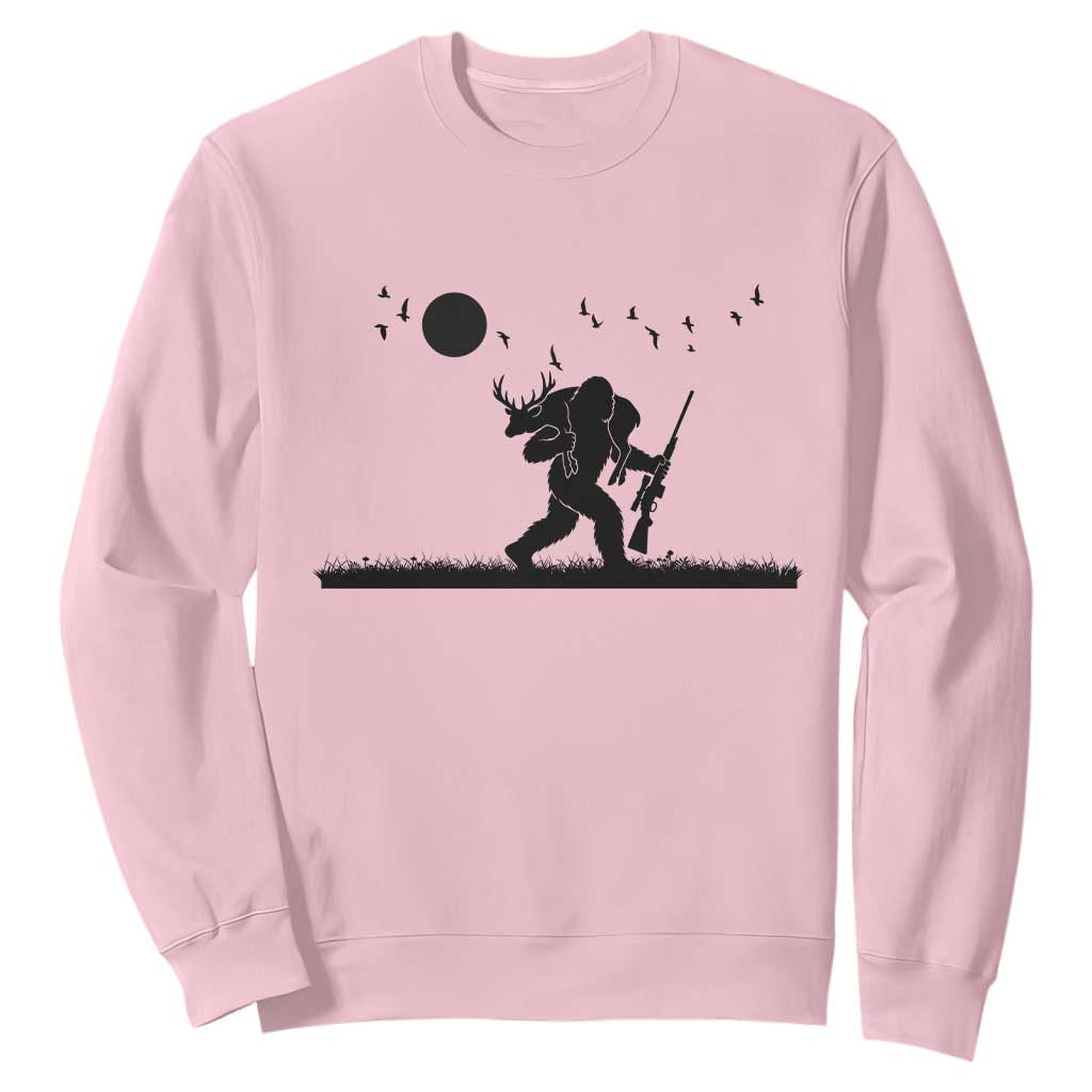 Bigfoot Hunting With Rifle Sweatshirt Funny Outdoor Hunter Gift TS12 Light Pink Print Your Wear