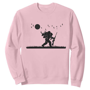Bigfoot Hunting With Rifle Sweatshirt Funny Outdoor Hunter Gift TS12 Light Pink Print Your Wear