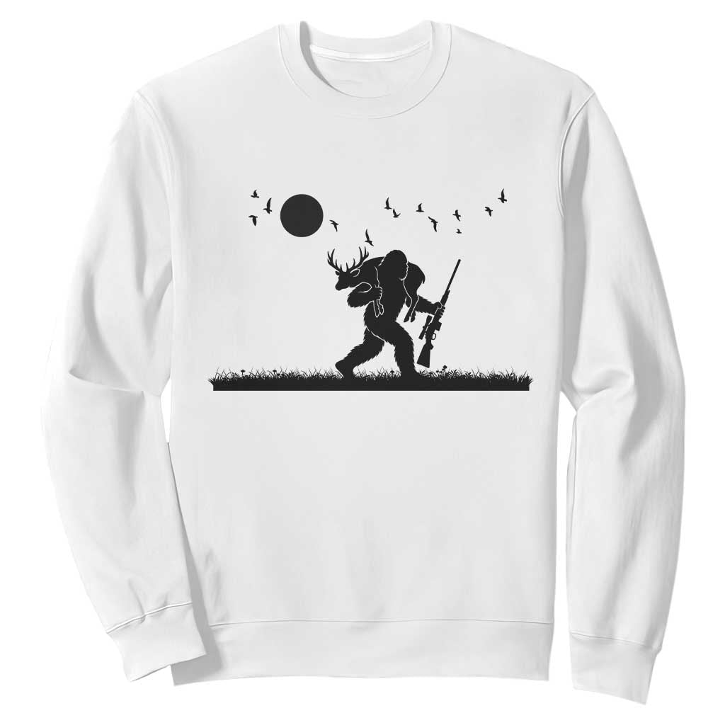Bigfoot Hunting With Rifle Sweatshirt Funny Outdoor Hunter Gift TS12 White Print Your Wear