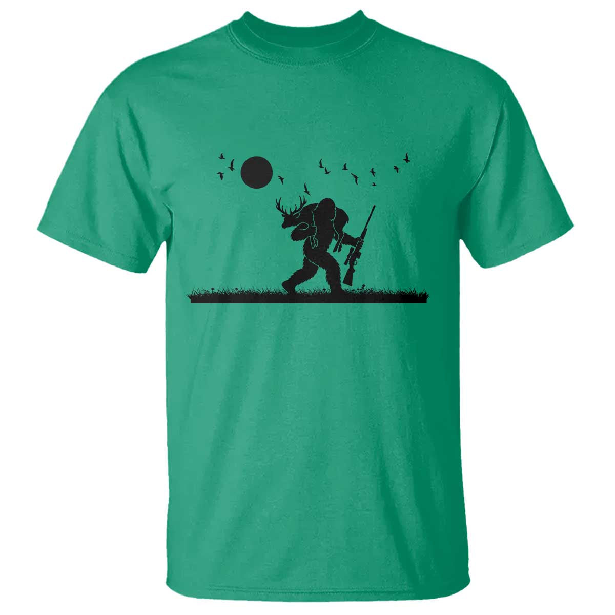 Bigfoot Hunting With Rifle T Shirt Funny Outdoor Hunter Gift TS12 Irish Green Print Your Wear