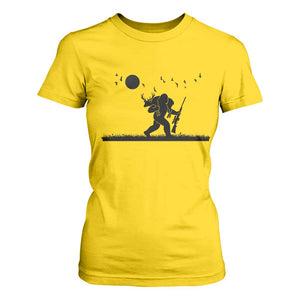 Bigfoot Hunting With Rifle T Shirt For Women Funny Outdoor Hunter Gift - Print Your Wear