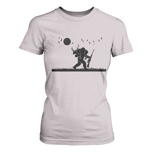 Bigfoot Hunting With Rifle T Shirt For Women Funny Outdoor Hunter Gift TS12 Ice Gray Print Your Wear