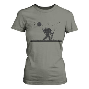 Bigfoot Hunting With Rifle T Shirt For Women Funny Outdoor Hunter Gift TS12 Military Green Print Your Wear