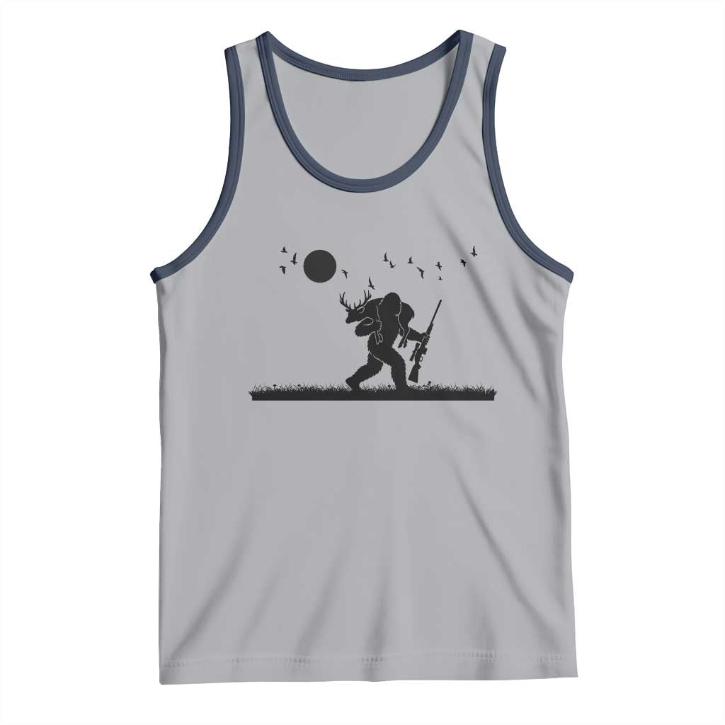 Bigfoot Hunting With Rifle Tank Top Funny Outdoor Hunter Gift TS12 Athletic Heather Navy Print Your Wear