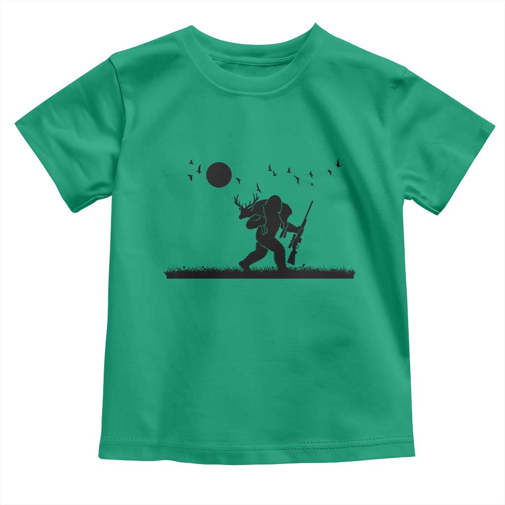 Bigfoot Hunting With Rifle Toddler T Shirt Funny Outdoor Hunter Gift TS12 Irish Green Print Your Wear