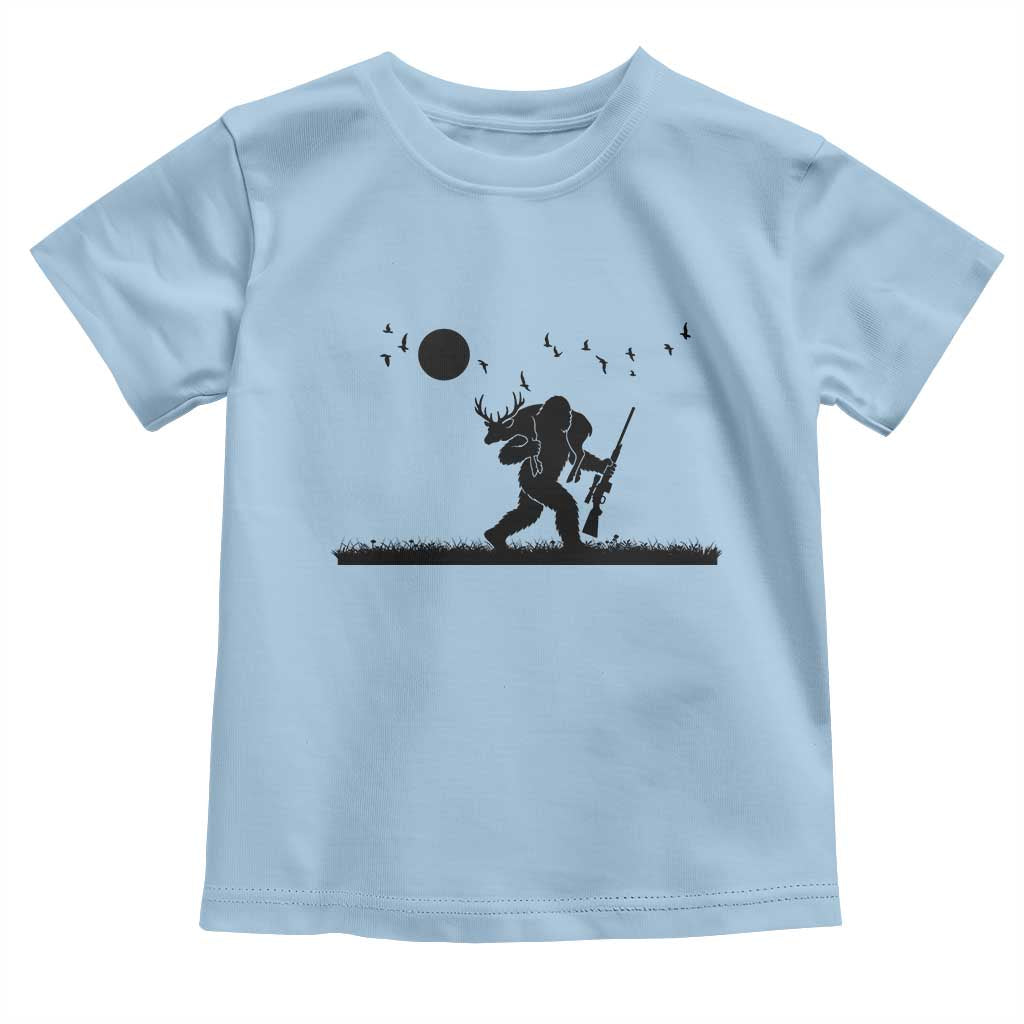 Bigfoot Hunting With Rifle Toddler T Shirt Funny Outdoor Hunter Gift TS12 Light Blue Print Your Wear