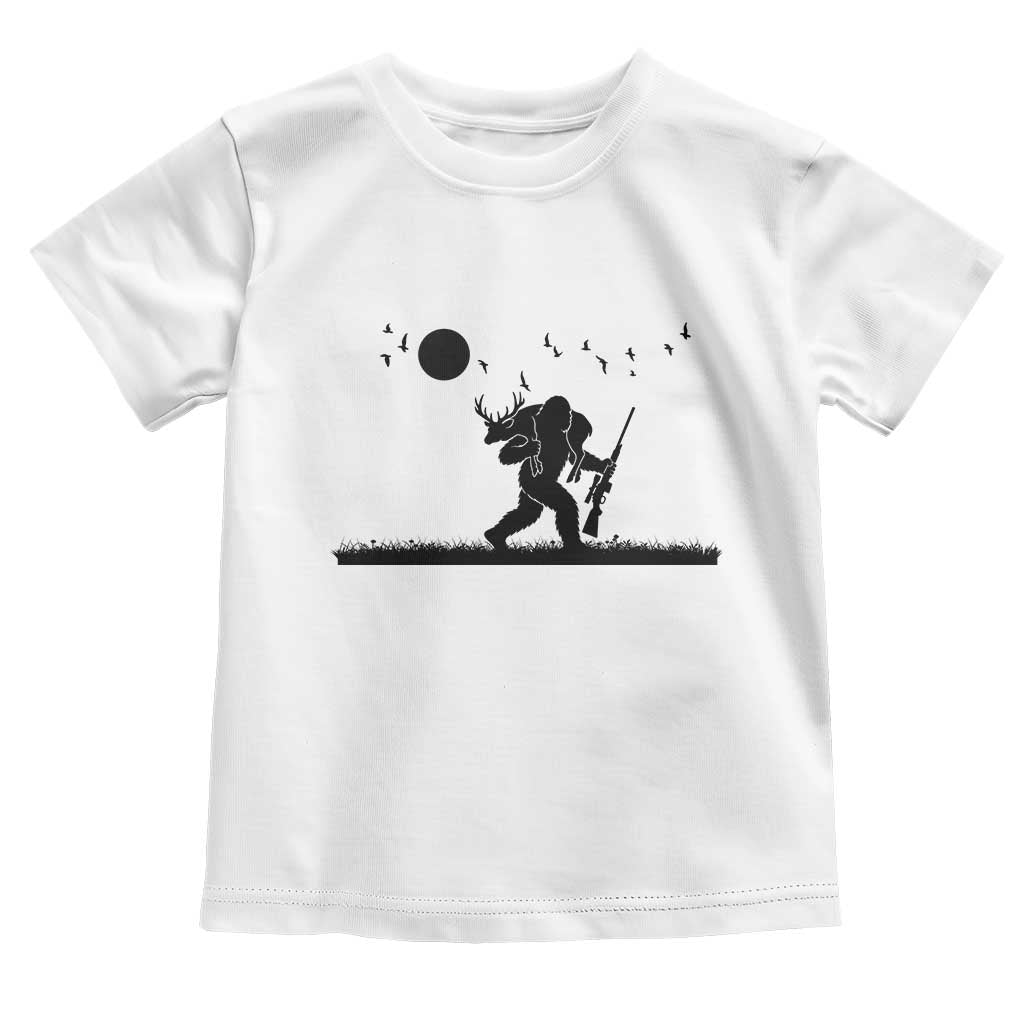 Bigfoot Hunting With Rifle Toddler T Shirt Funny Outdoor Hunter Gift TS12 White Print Your Wear