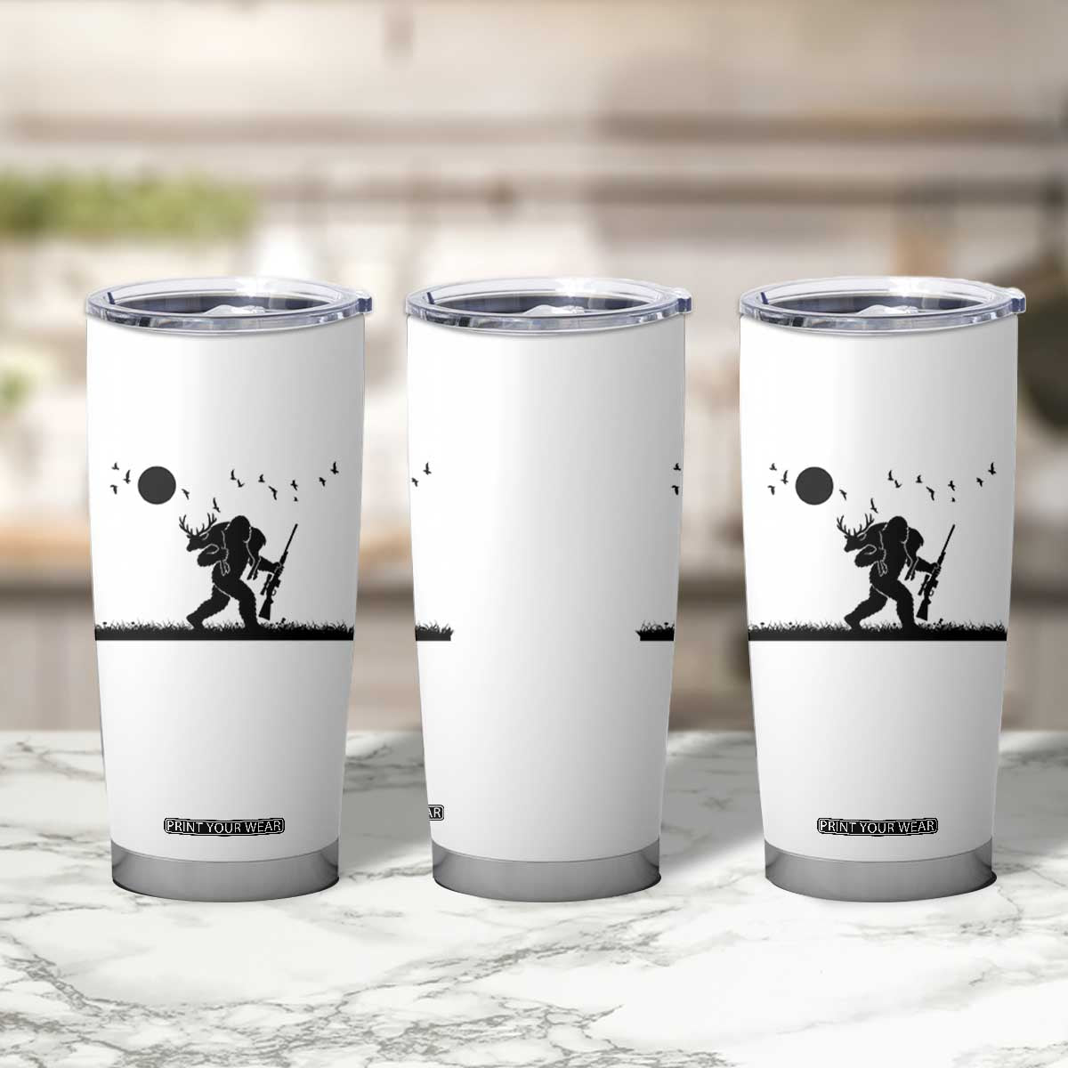 Bigfoot Hunting With Rifle Tumbler Cup Funny Outdoor Hunter Gift TS12 Print Your Wear