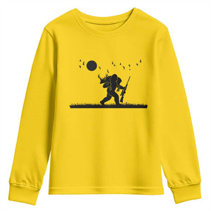 Bigfoot Hunting With Rifle Youth Sweatshirt Funny Outdoor Hunter Gift TS12 Daisy Print Your Wear