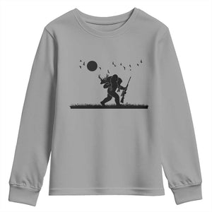 Bigfoot Hunting With Rifle Youth Sweatshirt Funny Outdoor Hunter Gift TS12 Sport Gray Print Your Wear
