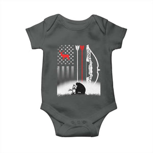 Bow Deer Hunting Baby Onesie American Flag Hunter Gift TS12 Dark Heather Print Your Wear