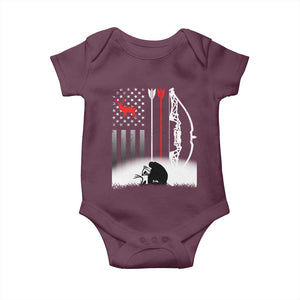 Bow Deer Hunting Baby Onesie American Flag Hunter Gift TS12 Maroon Print Your Wear