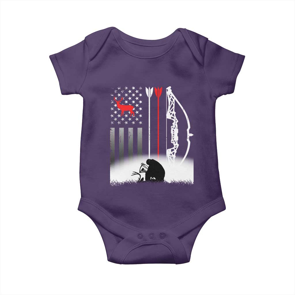 Bow Deer Hunting Baby Onesie American Flag Hunter Gift TS12 Purple Print Your Wear