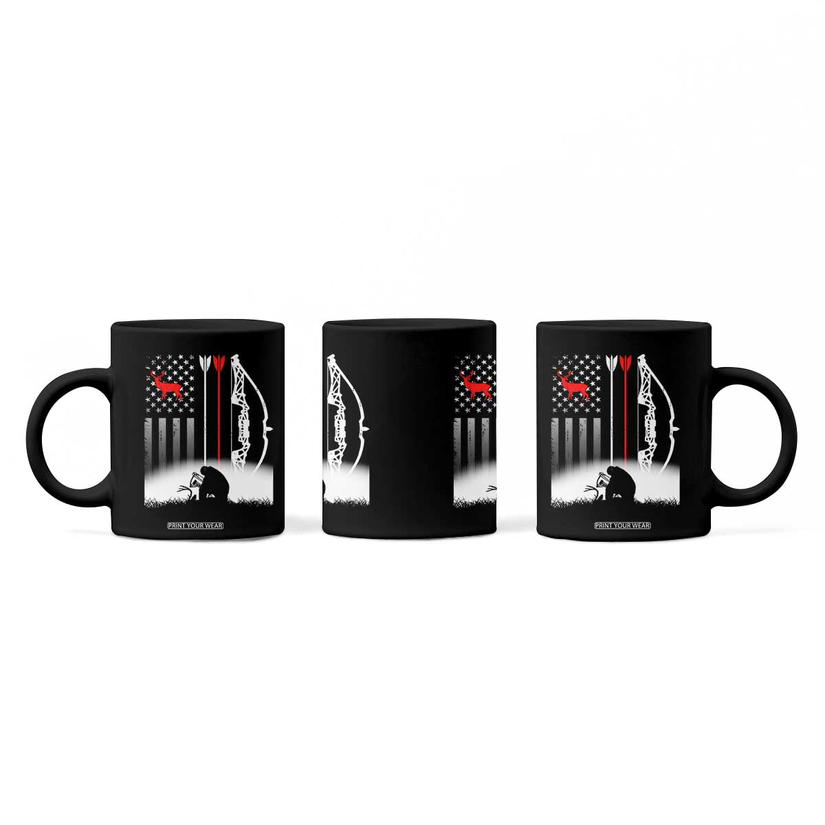 Bow Deer Hunting Coffee Mug American Flag Hunter Gift TS12 Print Your Wear