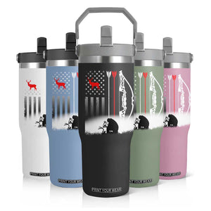 Bow Deer Hunting Flip Straw Tumbler American Flag Hunter Gift TS12 Print Your Wear