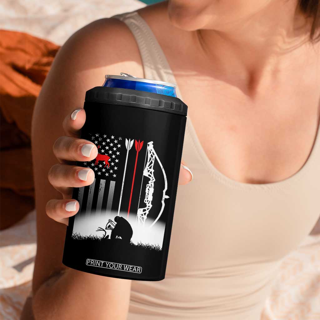 Bow Deer Hunting 4 in 1 Can Cooler Tumbler American Flag Hunter Gift TS12 Print Your Wear