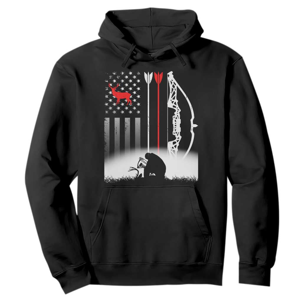 Bow Deer Hunting Hoodie American Flag Hunter Gift TS12 Black Print Your Wear