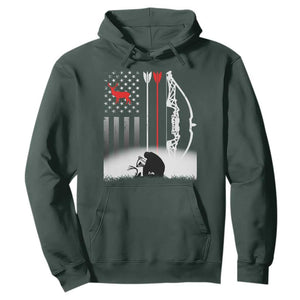 Bow Deer Hunting Hoodie American Flag Hunter Gift TS12 Dark Forest Green Print Your Wear