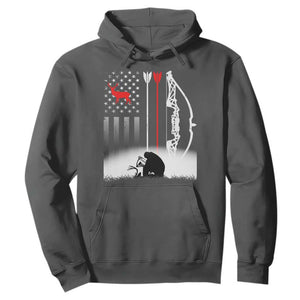 Bow Deer Hunting Hoodie American Flag Hunter Gift TS12 Dark Heather Print Your Wear