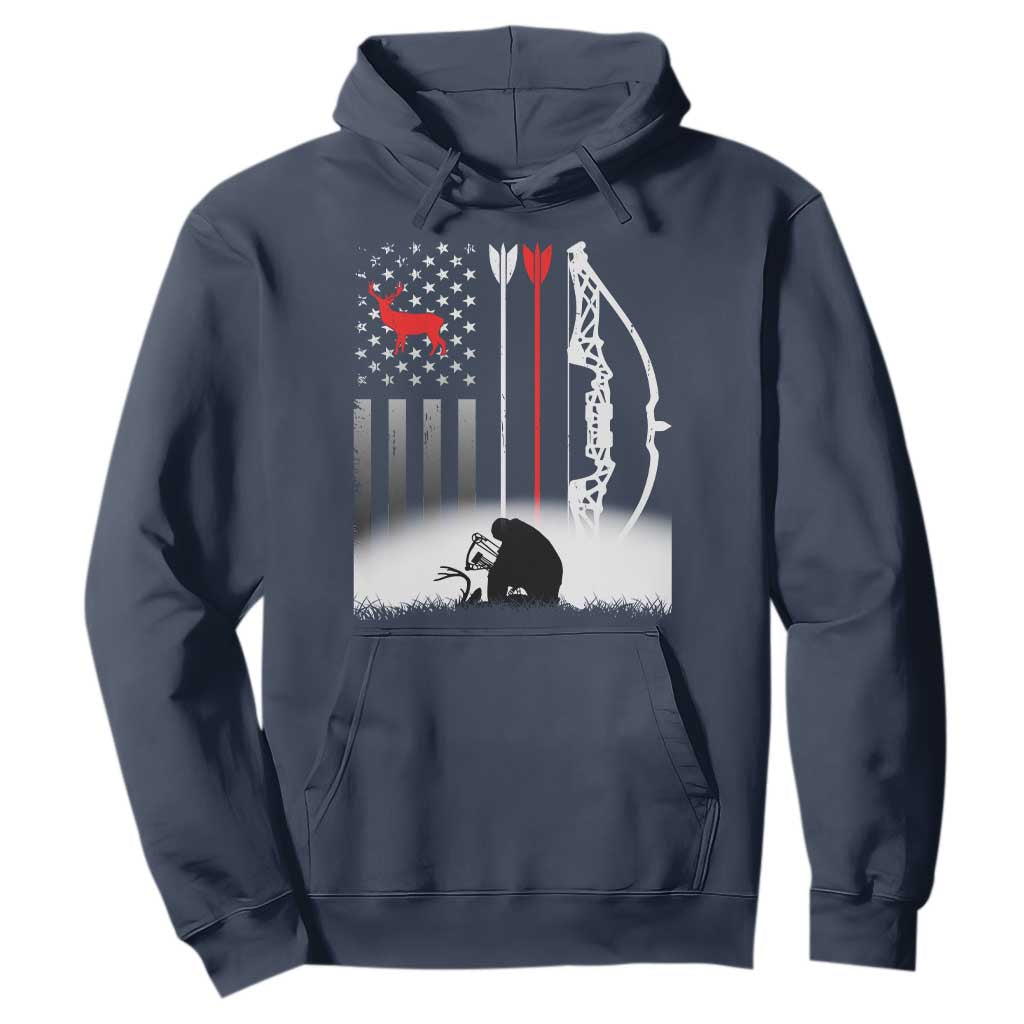 Bow Deer Hunting Hoodie American Flag Hunter Gift TS12 Navy Print Your Wear