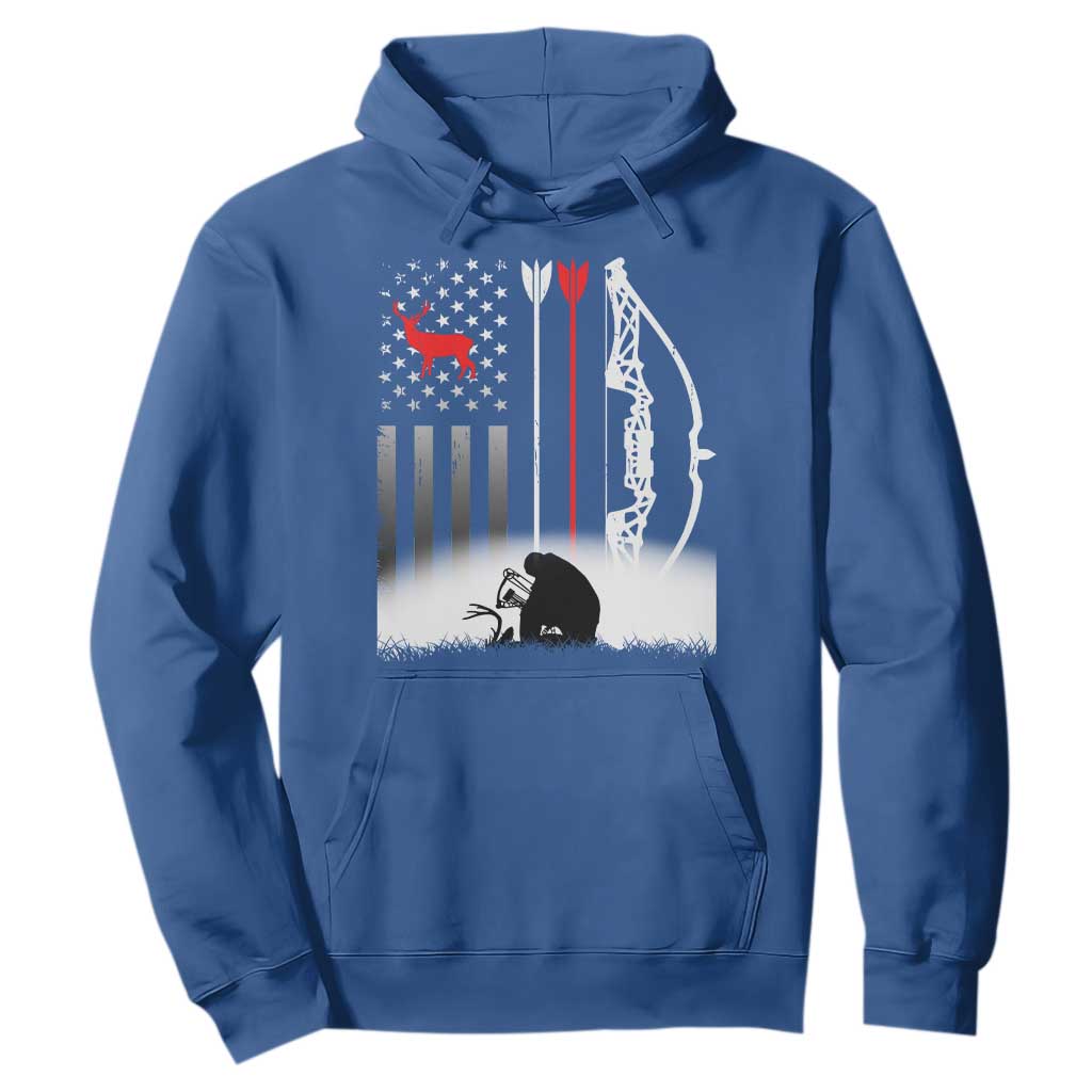 Bow Deer Hunting Hoodie American Flag Hunter Gift TS12 Royal Blue Print Your Wear