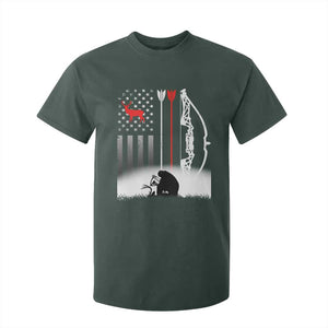 Bow Deer Hunting T Shirt For Kid American Flag Hunter Gift TS12 Dark Forest Green Print Your Wear