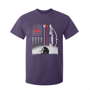 Bow Deer Hunting T Shirt For Kid American Flag Hunter Gift TS12 Purple Print Your Wear