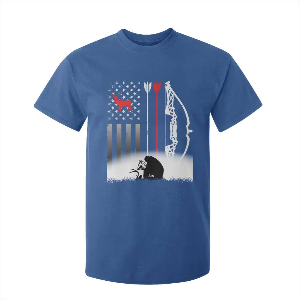 Bow Deer Hunting T Shirt For Kid American Flag Hunter Gift TS12 Royal Blue Print Your Wear