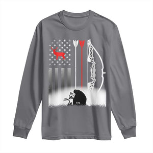 Bow Deer Hunting Long Sleeve Shirt American Flag Hunter Gift TS12 Charcoal Print Your Wear