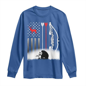 Bow Deer Hunting Long Sleeve Shirt American Flag Hunter Gift TS12 Royal Blue Print Your Wear