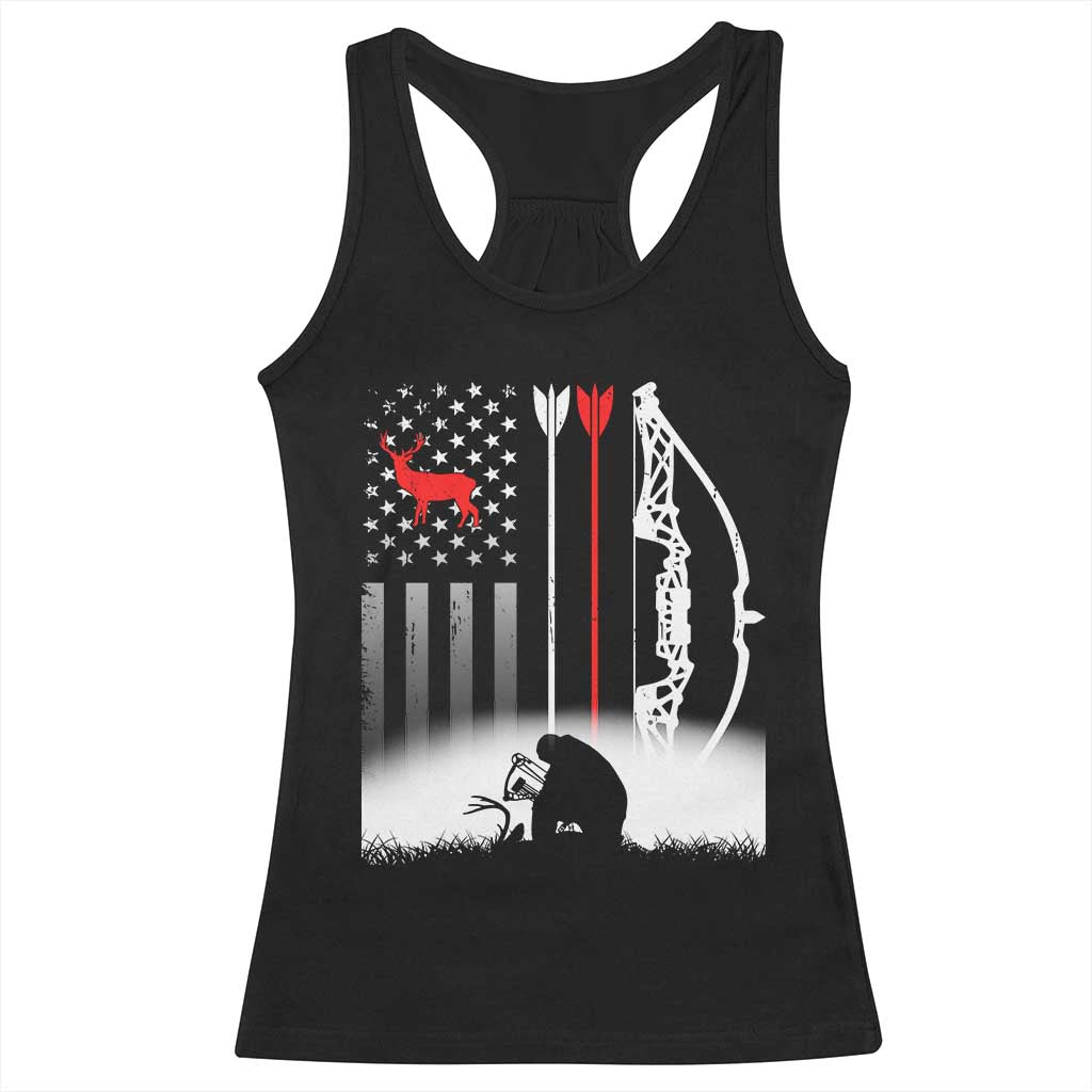 Bow Deer Hunting Racerback Tank Top American Flag Hunter Gift TS12 Black Print Your Wear