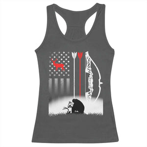 Bow Deer Hunting Racerback Tank Top American Flag Hunter Gift TS12 Dark Heather Print Your Wear