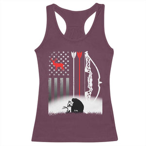 Bow Deer Hunting Racerback Tank Top American Flag Hunter Gift TS12 Maroon Print Your Wear