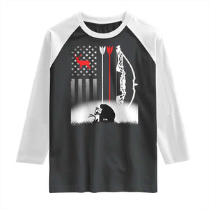 Bow Deer Hunting Raglan Shirt American Flag Hunter Gift TS12 Black White Print Your Wear