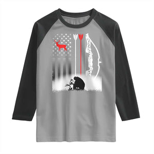 Bow Deer Hunting Raglan Shirt American Flag Hunter Gift TS12 Sport Gray Black Print Your Wear