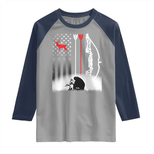 Bow Deer Hunting Raglan Shirt American Flag Hunter Gift TS12 Sport Gray Navy Print Your Wear